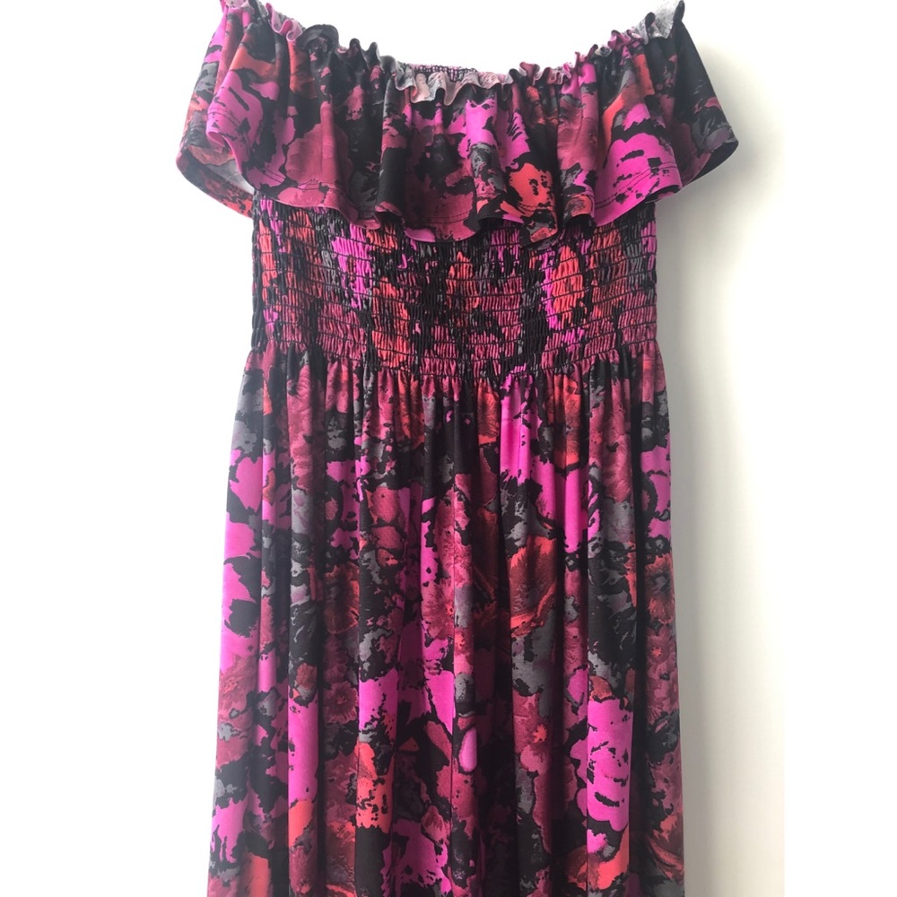 Wet Seal Fuchsia/Red Floral Maxi Dress Small - Picture 2 of 4